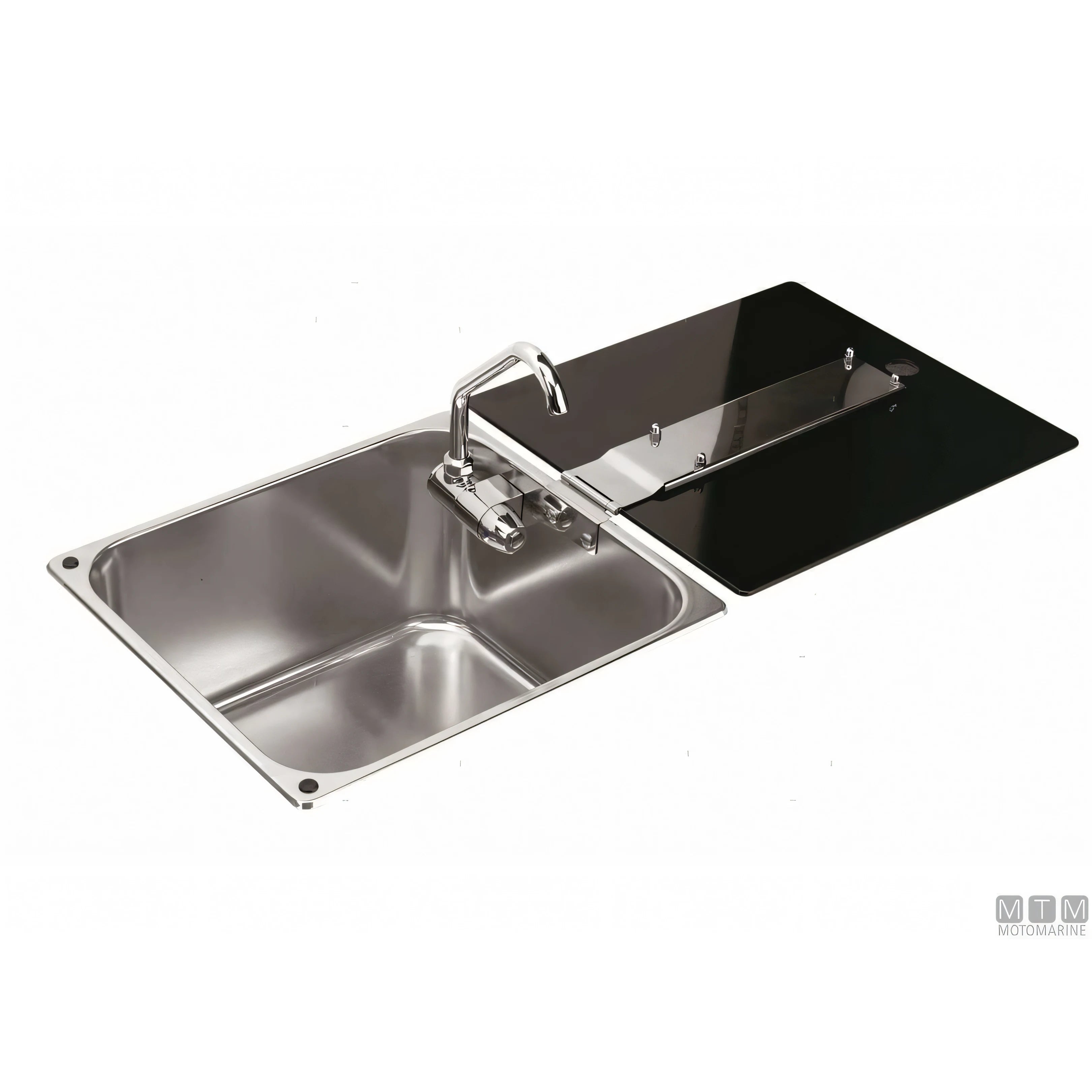Lavello Can rettangolare in acciaio inox 18/8 con coperchio in vetro — 320x350 mm