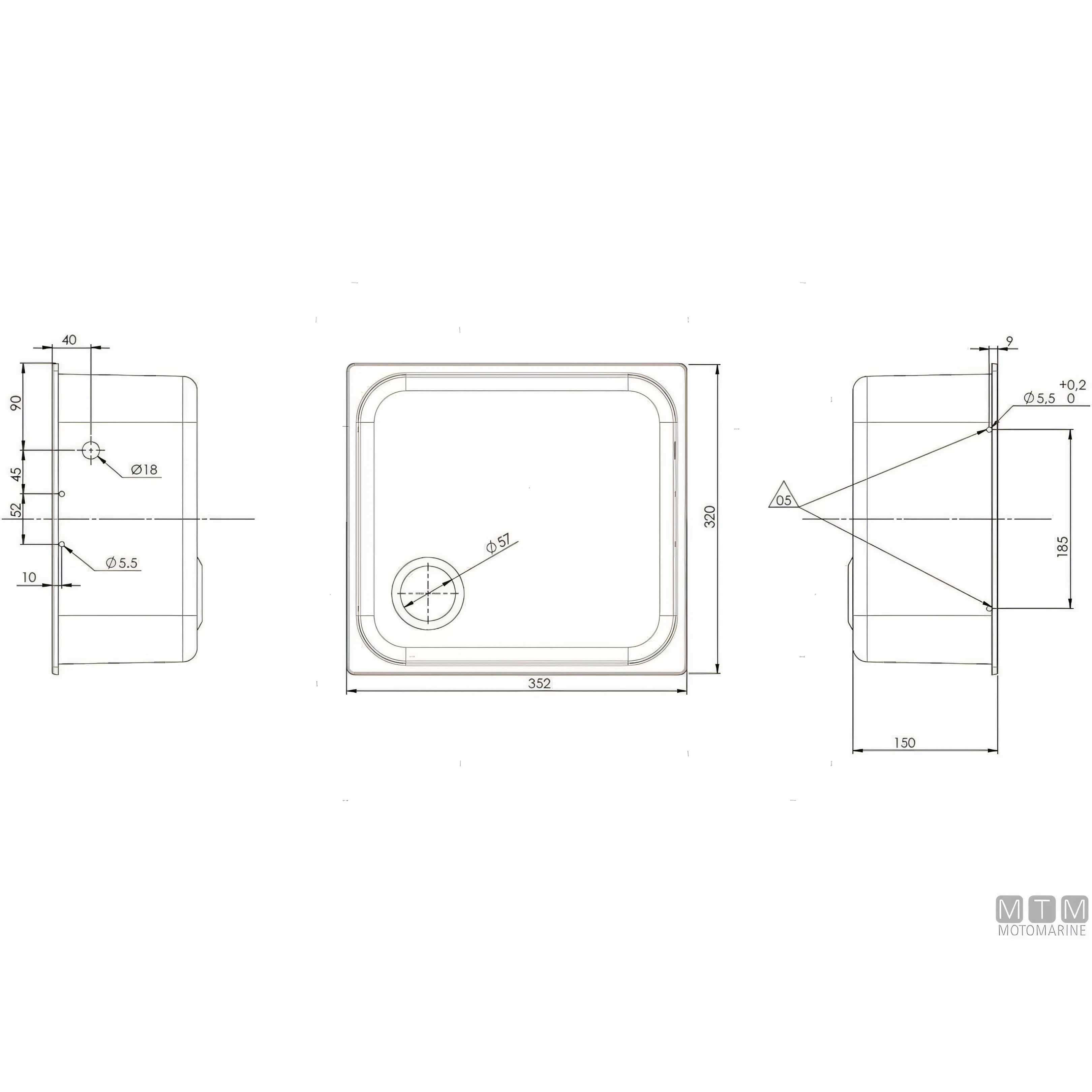 Lavello Can rettangolare in acciaio inox 18/8 con coperchio in vetro — 320x350 mm
