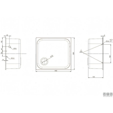 Lavello Can rettangolare in acciaio inox 18/8 con coperchio in vetro — 320x350 mm