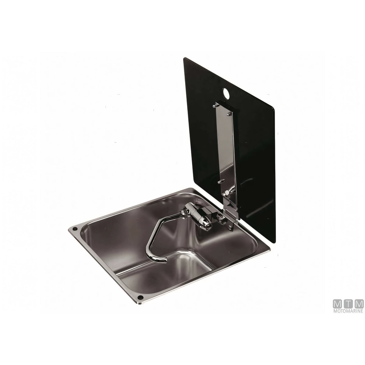 Lavello Can rettangolare in acciaio inox 18/8 con coperchio in vetro — 320x350 mm