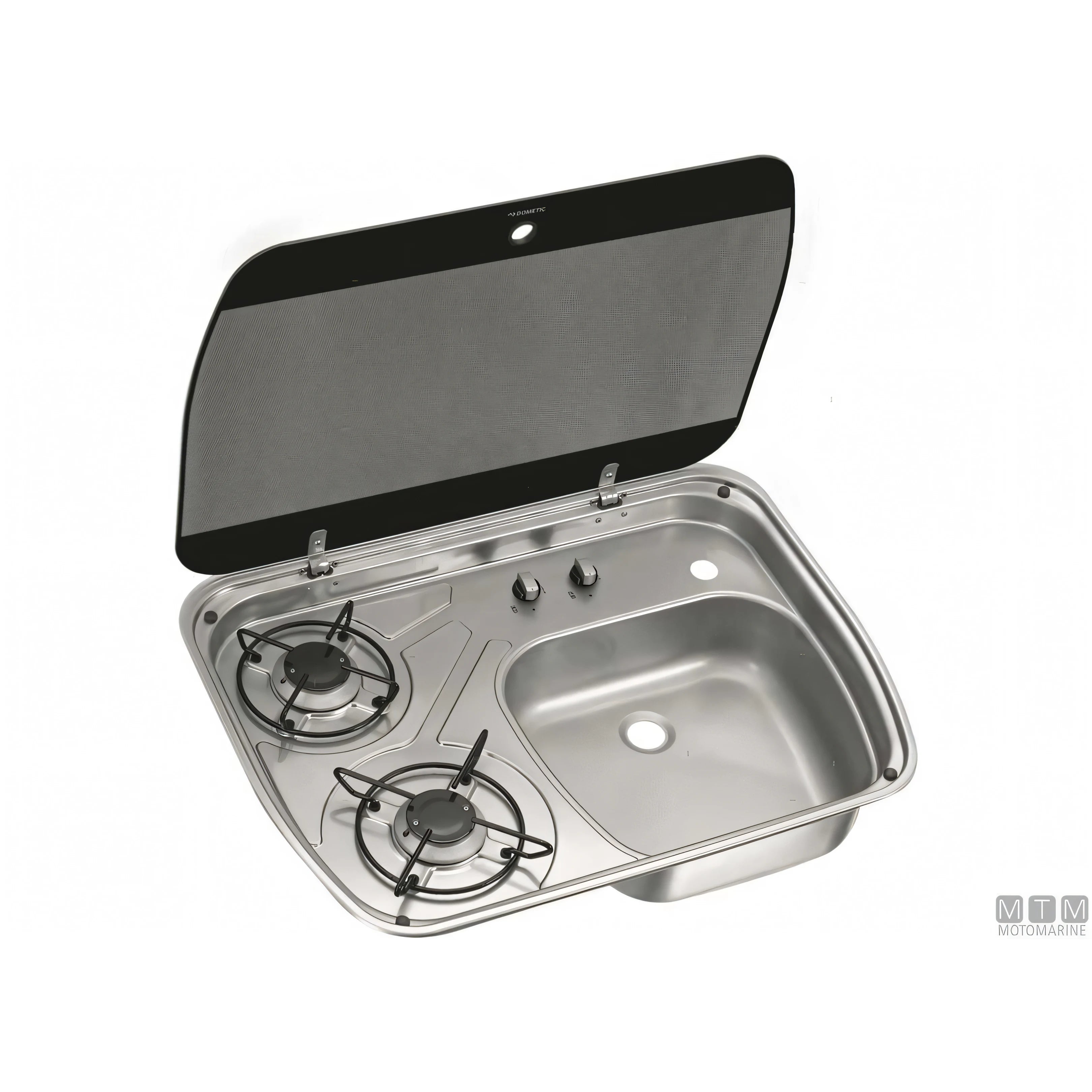 Piano cottura Dometic 2 fuochi con lavello in acciaio inox — 600x445 mm