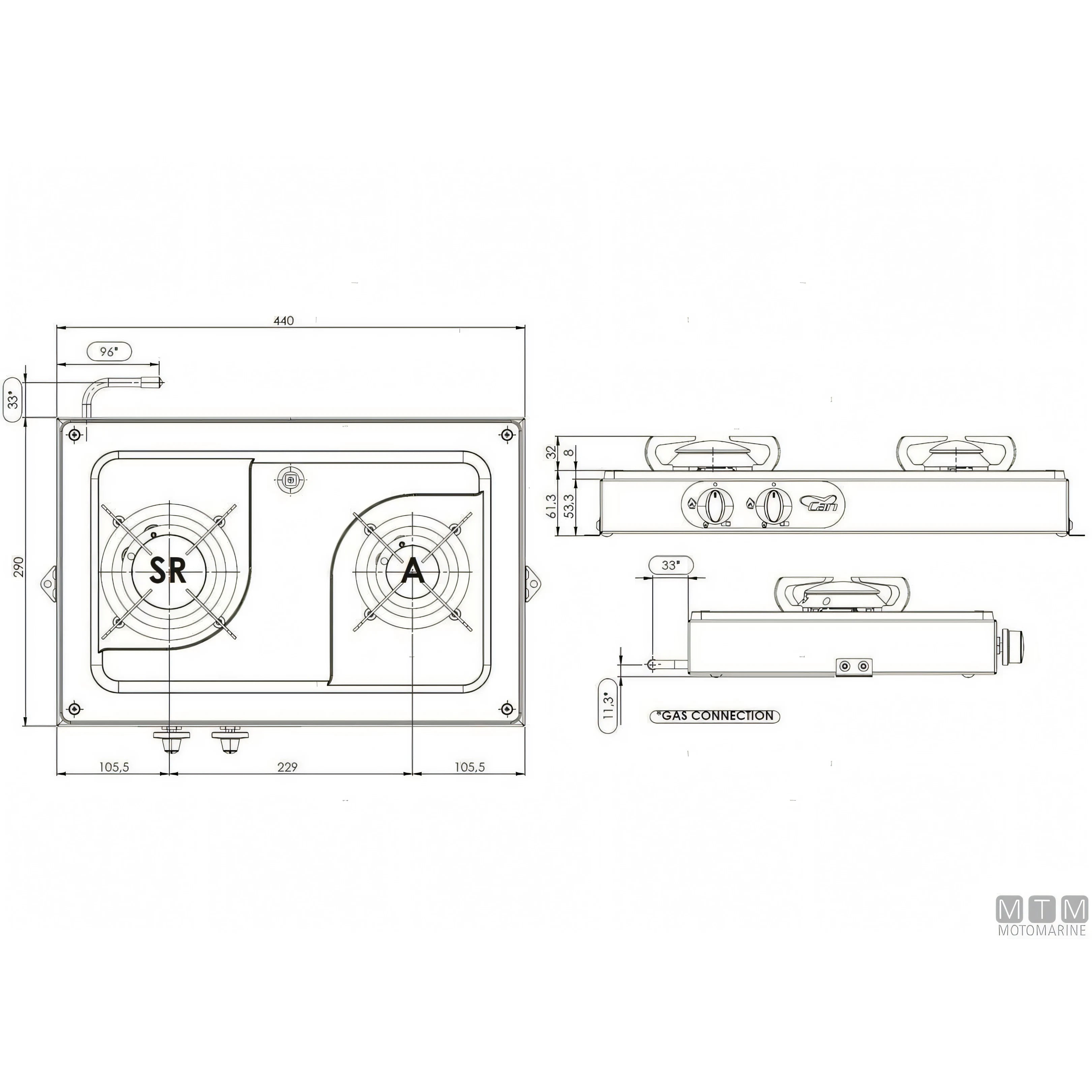 Can Hotty fornello a gas inox 18/8 — Fornello 2 fuochi