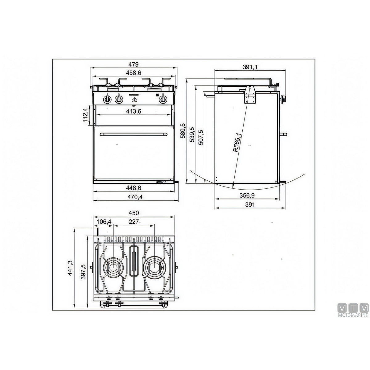 Dometic Cucina SunLight 2 fuochi con forno acciaio inox 18/8 — SunLight 2 fuochi