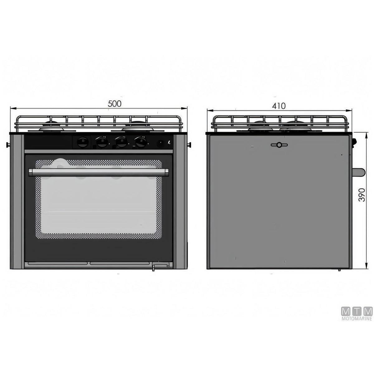 Cucina a gas CAN con forno in acciaio inox 18/8 — 2 Fuochi