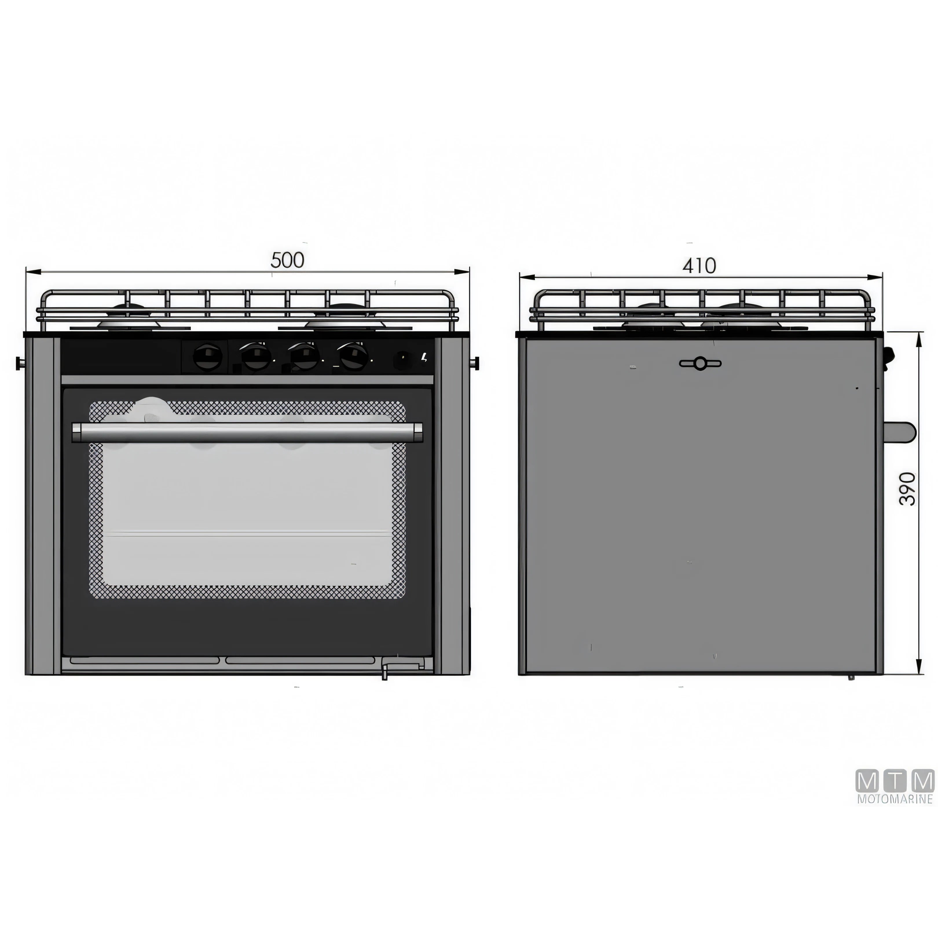 Cucina a gas CAN con forno in acciaio inox 18/8 — 2 Fuochi