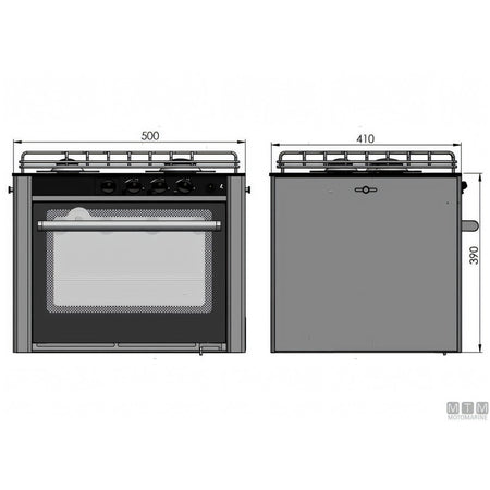 Cucina a gas CAN con forno in acciaio inox 18/8 — 2 Fuochi