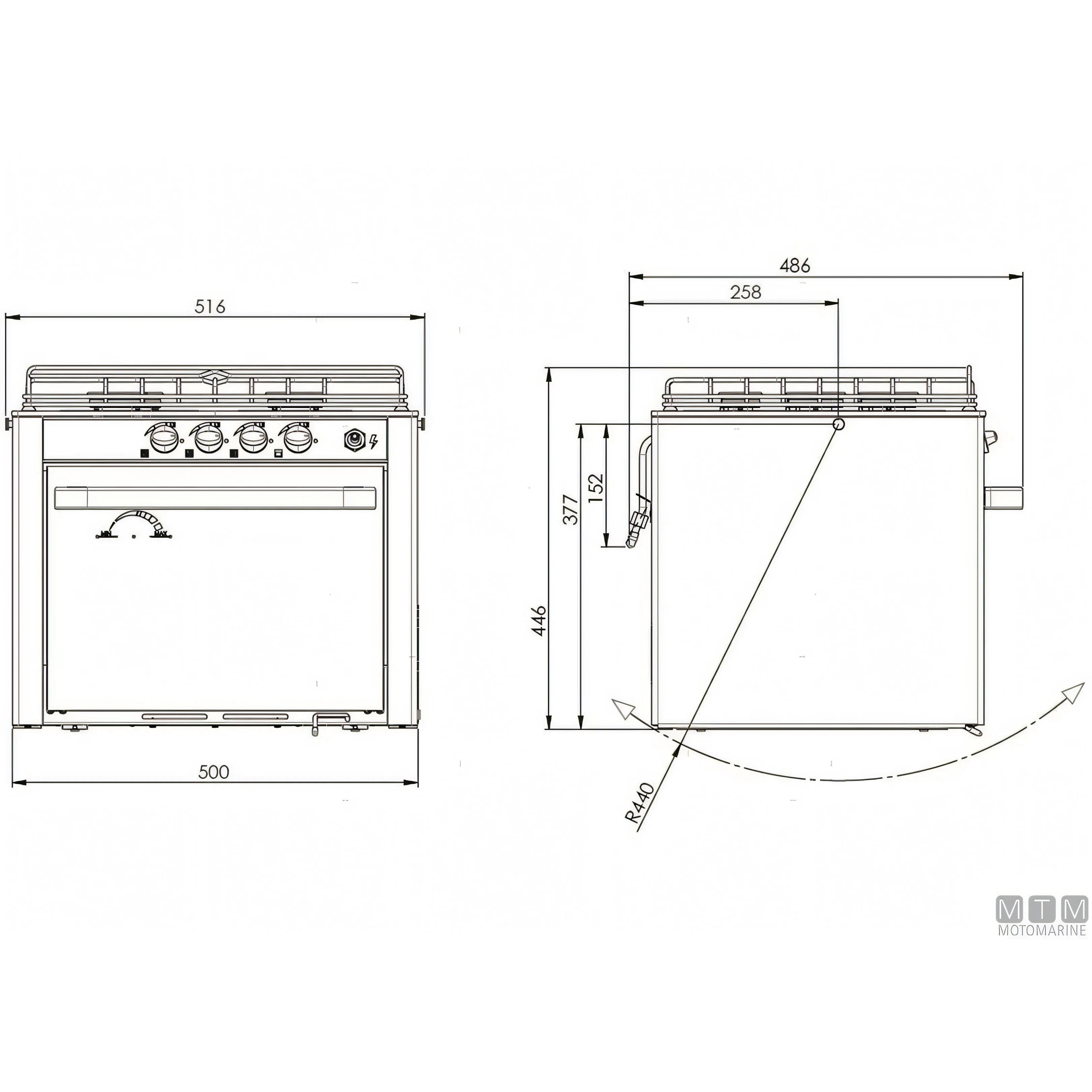 Cucina a gas CAN con forno in acciaio inox 18/8 — 3 Fuochi