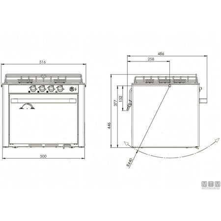 Cucina a gas CAN con forno in acciaio inox 18/8 — 3 Fuochi