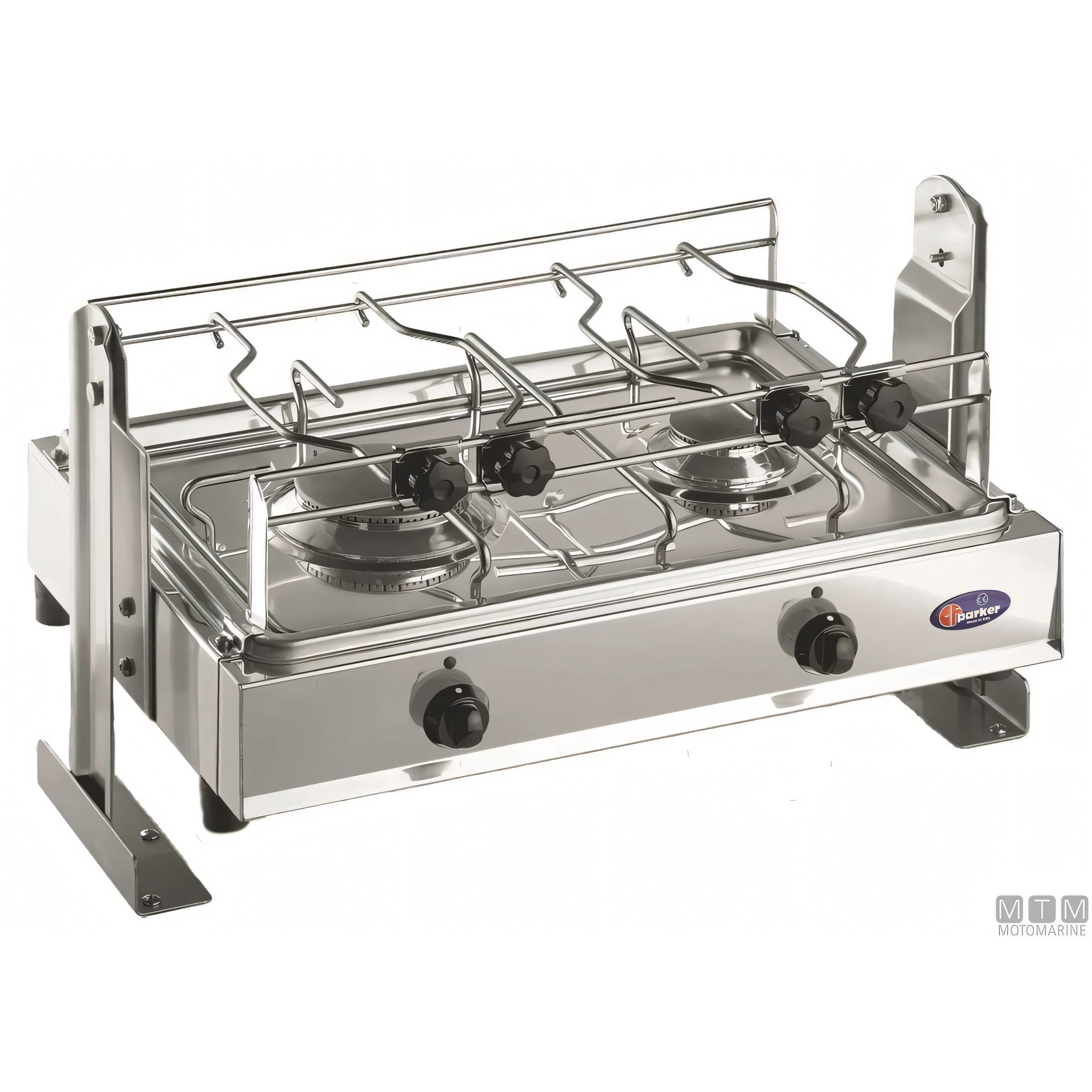 Motomarine fornello a gas Parker con cardano in acciaio inox 18/8 — 2 fuochi