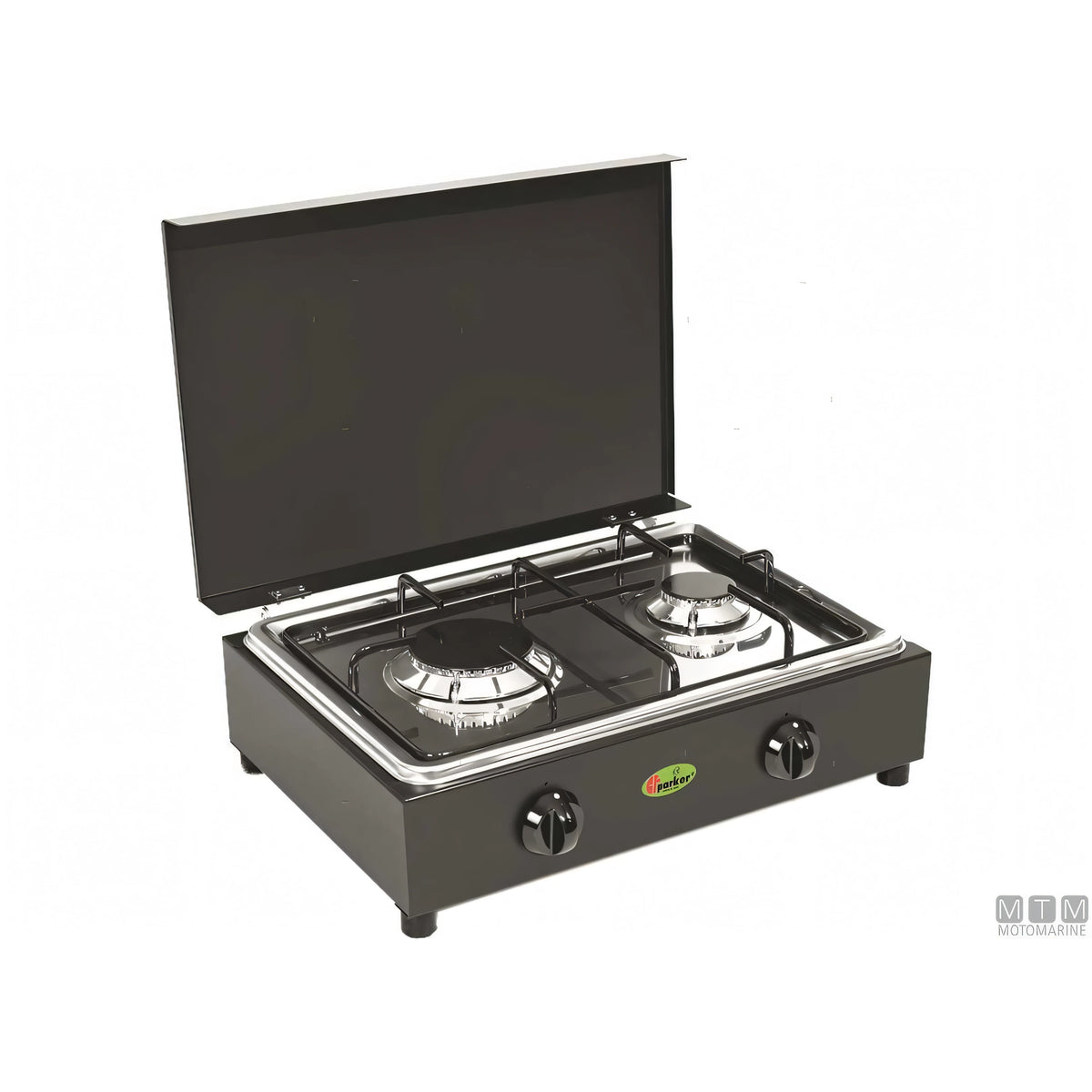 Parker Black fornello ad appoggio 2 fuochi piano inox 18/8 — 2 Fuochi