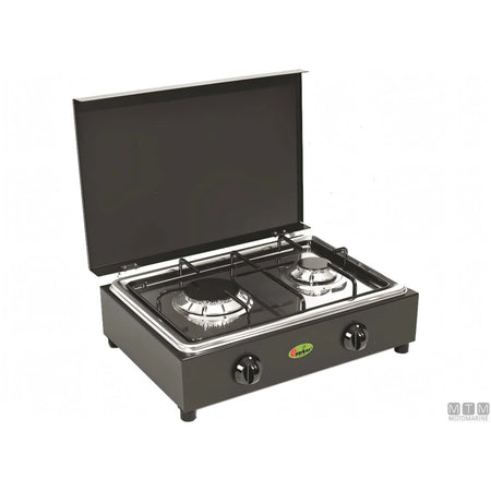 Parker Black fornello ad appoggio 2 fuochi piano inox 18/8 — 2 Fuochi