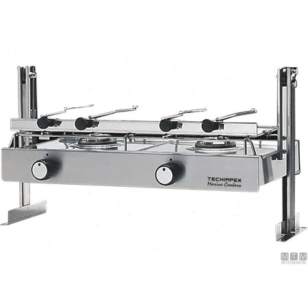 Techimpex fornello a gas Capri Ponza acciaio inox 18/8 — Ponza 2 fuochi - Basculante