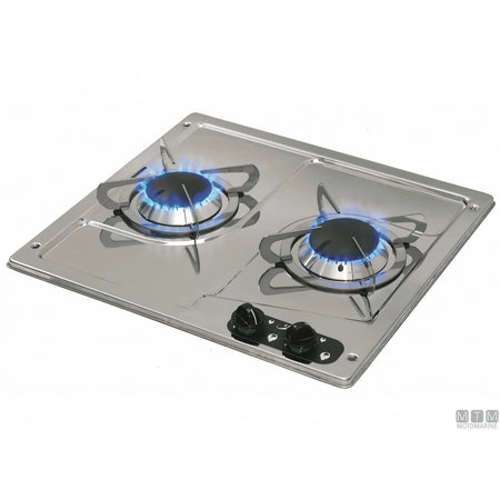 Can Fornello a Gas 2 Fuochi Burny2 Inox 18/8 — Fornello 2 fuochi