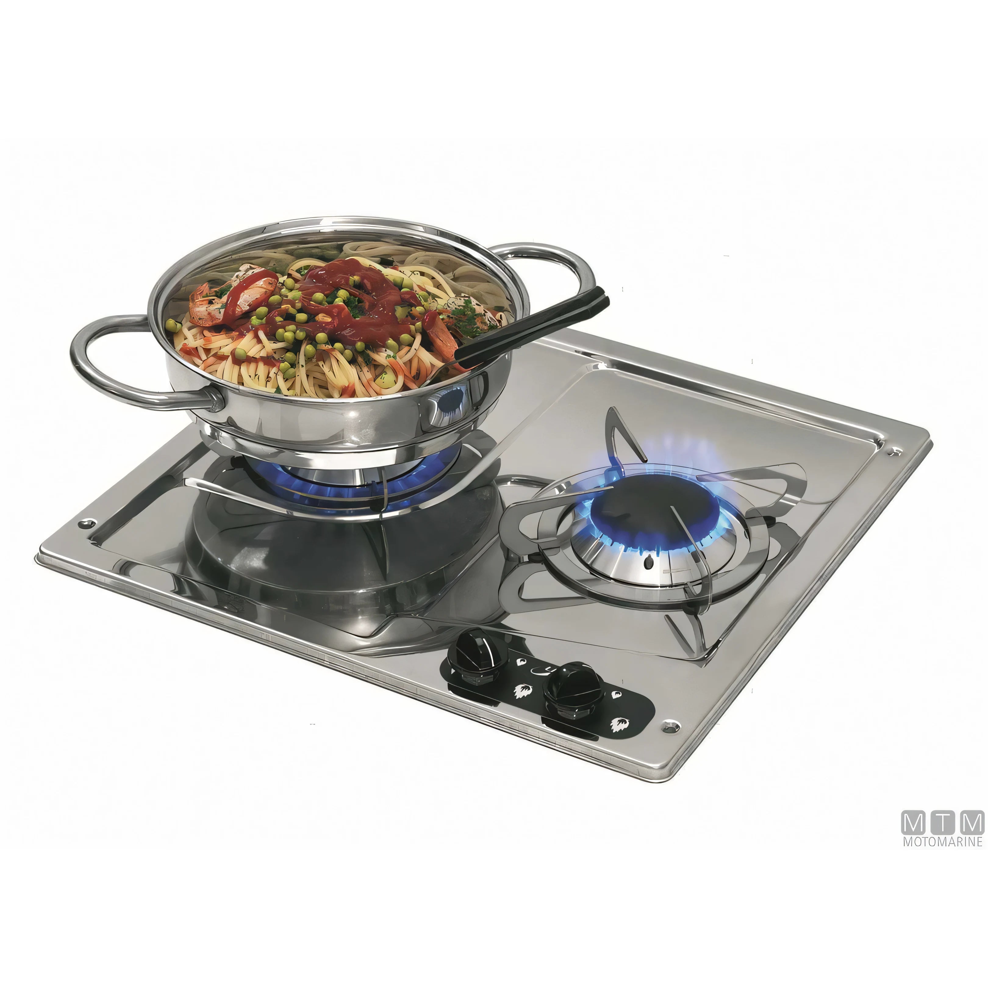Can Fornello a Gas 2 Fuochi Burny2 Inox 18/8 — Fornello 2 fuochi