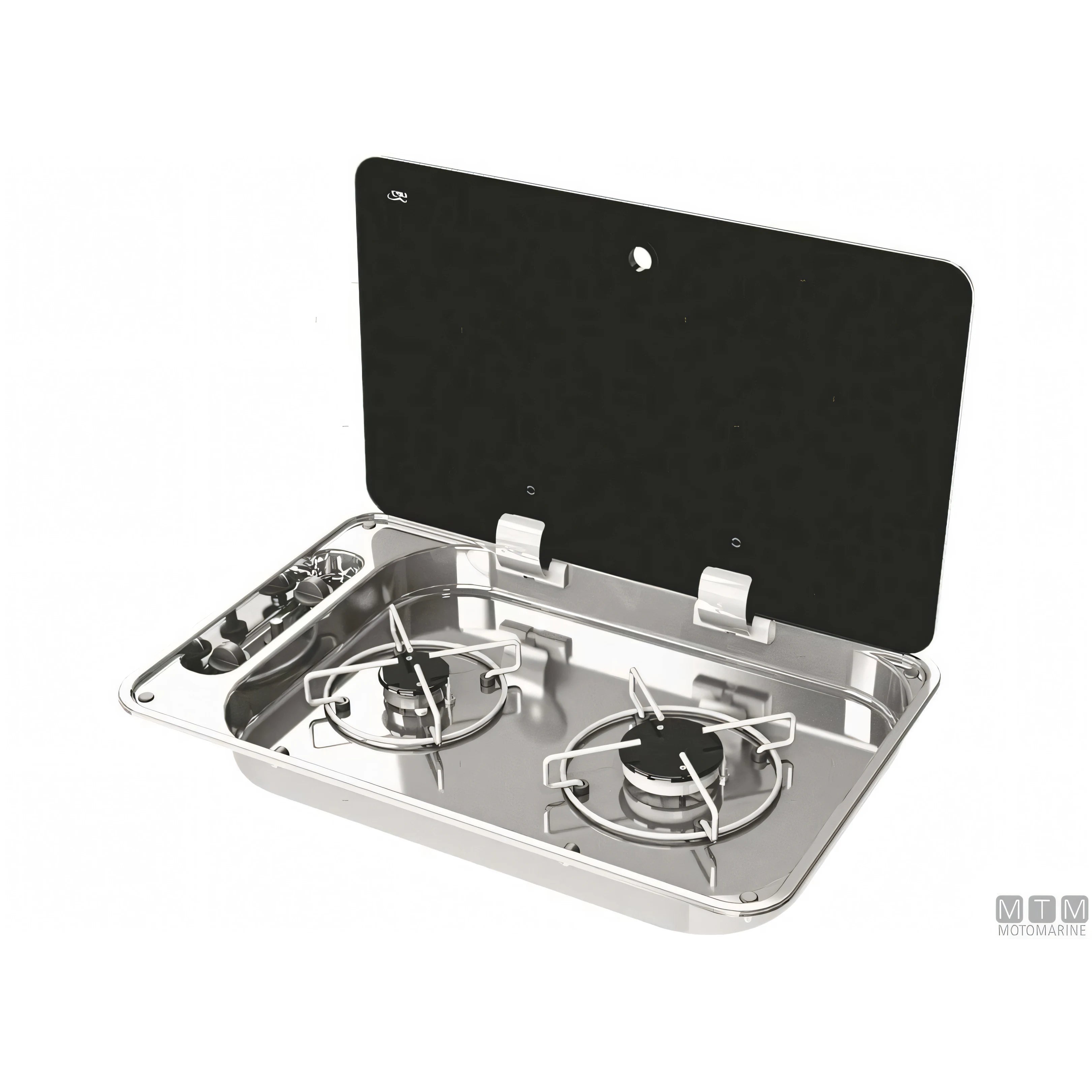 Can Fornello Hoodiny 2 fuochi acciaio inox — Fornello con coperchio