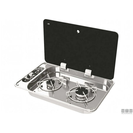Can Fornello Hoodiny 2 fuochi acciaio inox — Fornello con coperchio
