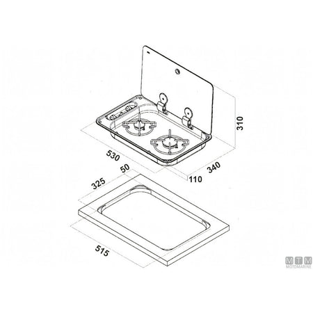 Can Fornello Hoodiny 2 fuochi acciaio inox — Fornello con coperchio