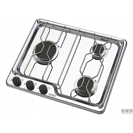 Techimpex Fornello 3 Fuochi Burano Acciaio Inox 18/8 — Fornello 3 fuochi