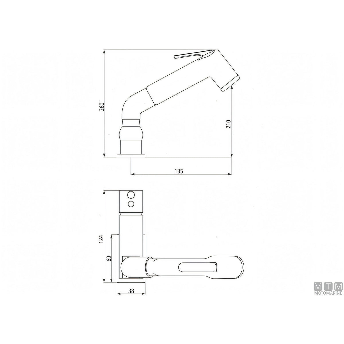 MTM miscelatore Elka Marine con doccetta ABS cromato — Con doccetta