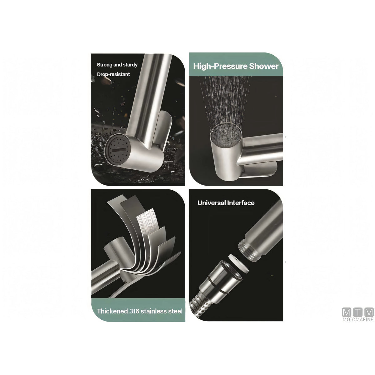Motomarine kit doccetta in acciaio inox — 2,5 m