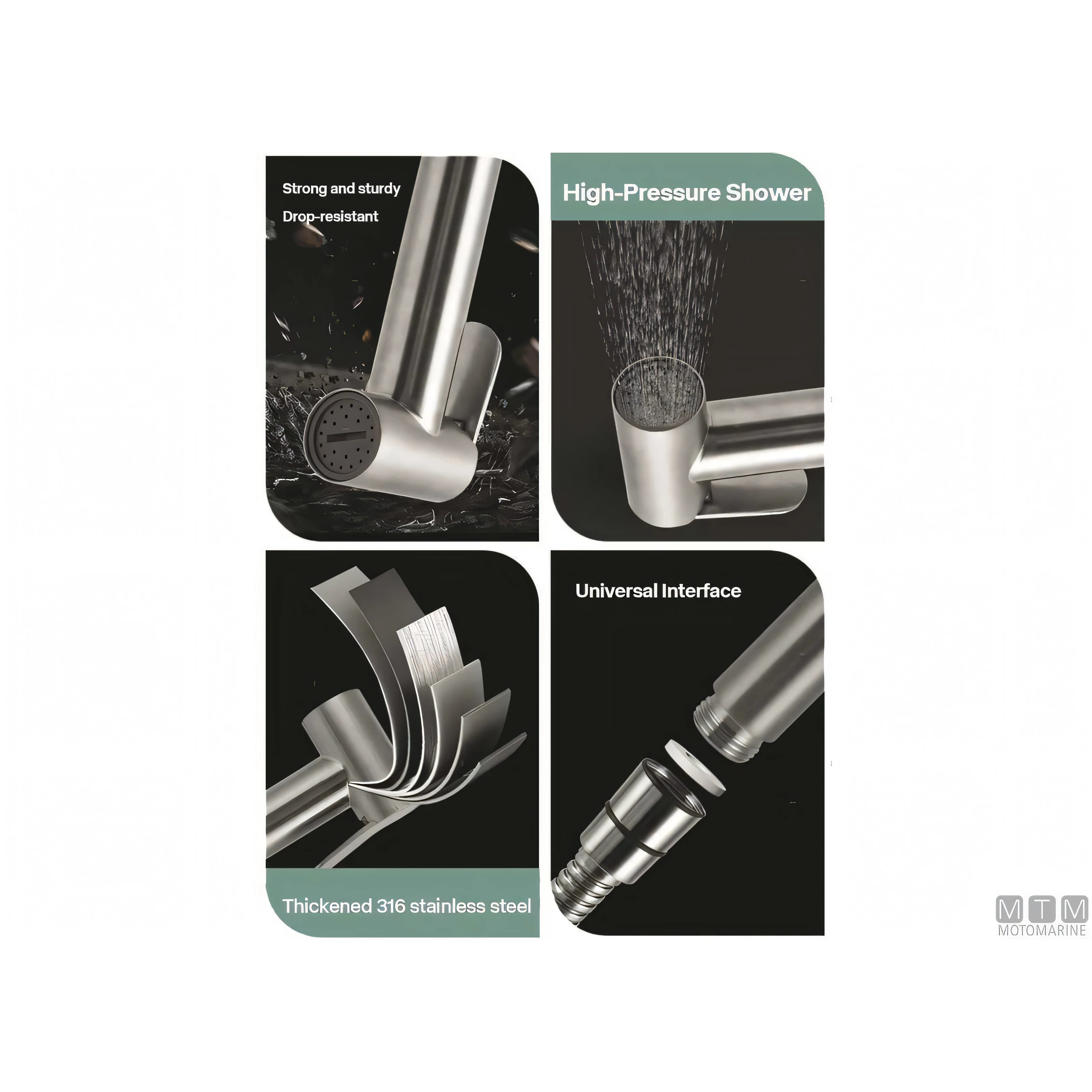 Motomarine kit doccetta in acciaio inox — 2,5 m