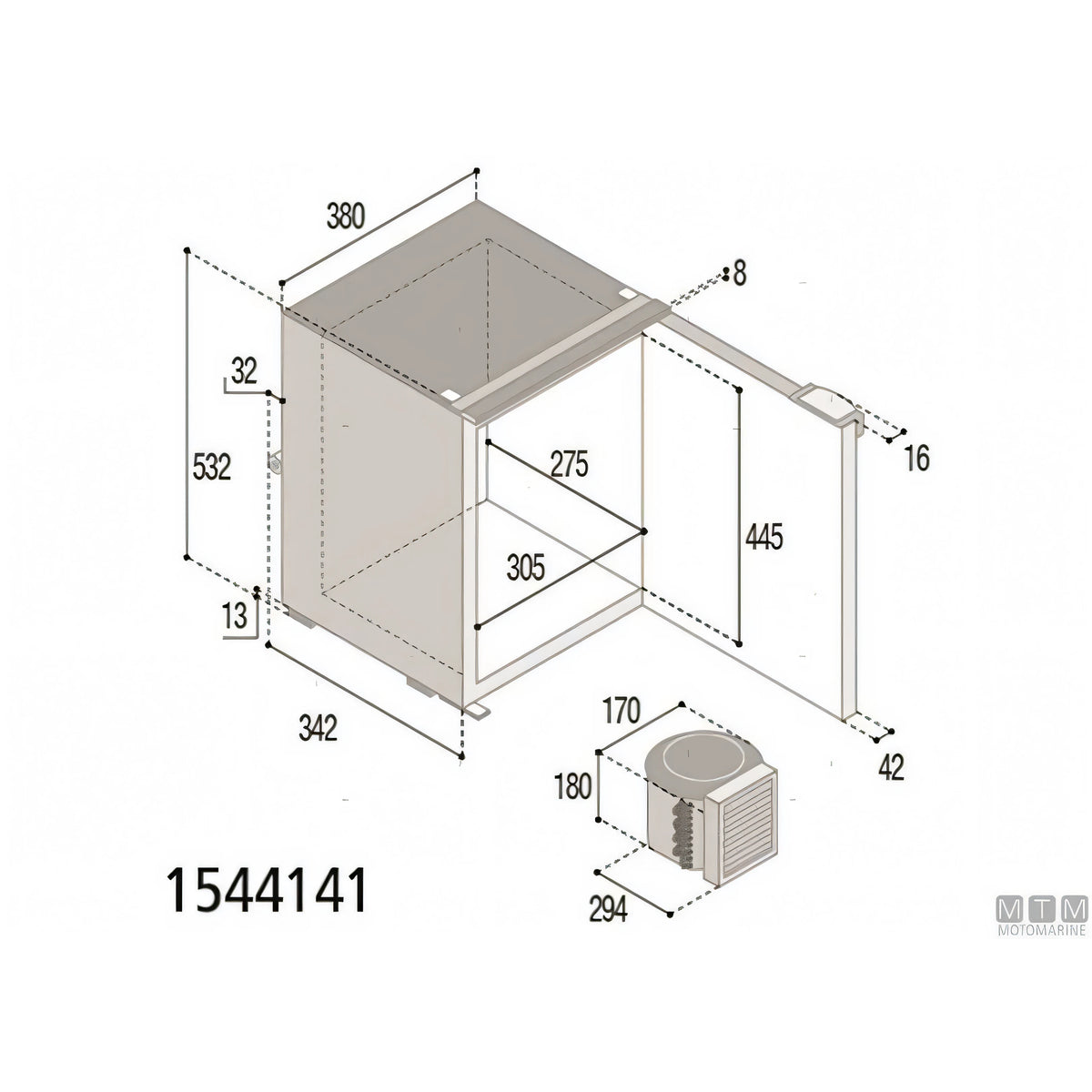 Vitrifrigo frigorifero marino Serie C compressore esterno — 42 L - Grigio
