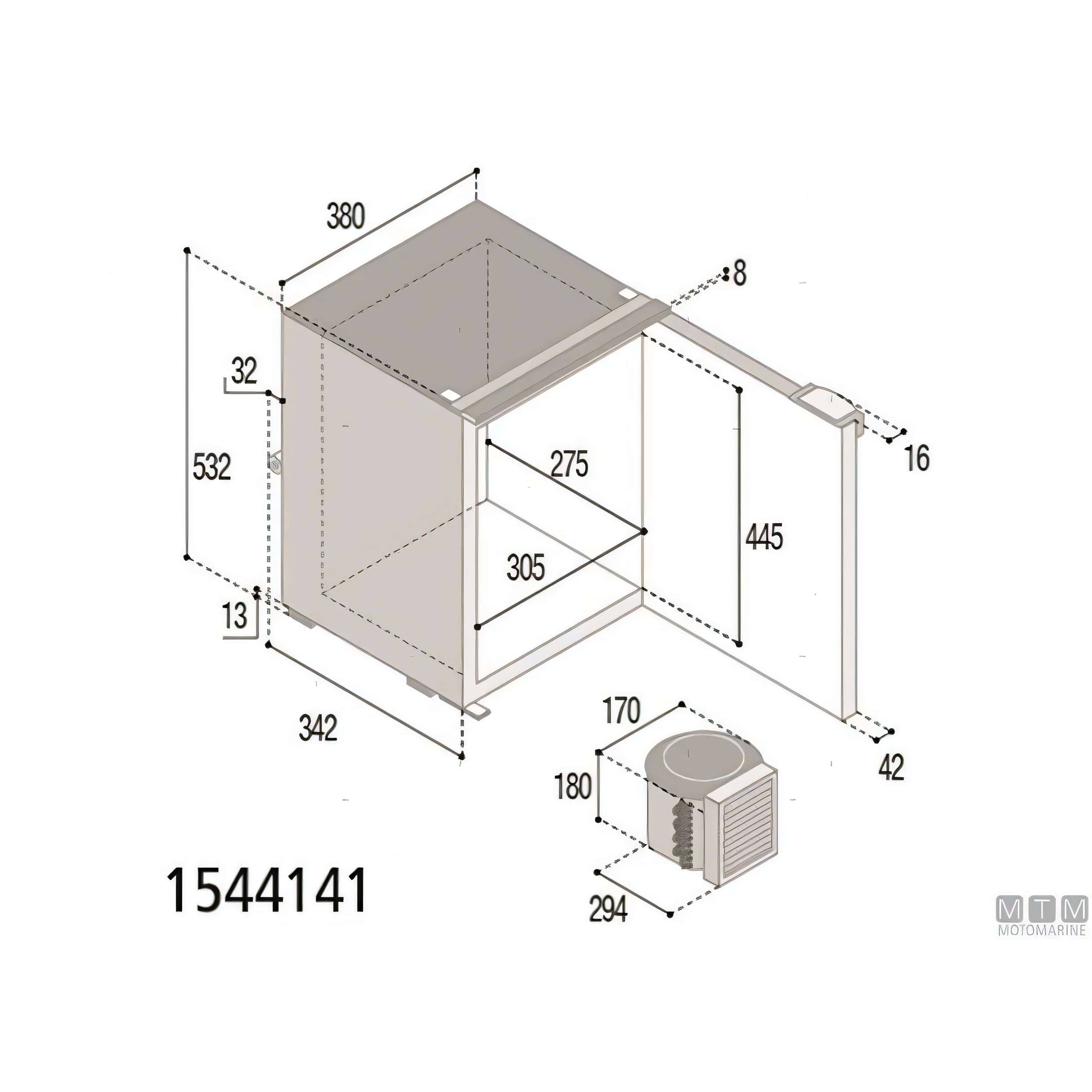Vitrifrigo frigorifero marino Serie C compressore esterno — 42 L - Grigio