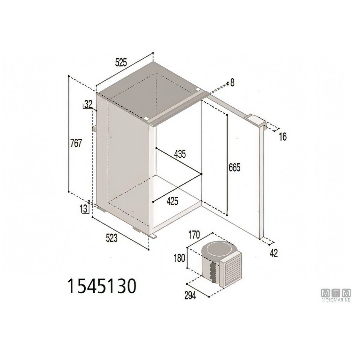 Vitrifrigo frigorifero marino Serie C compressore esterno — 42 L - Grigio