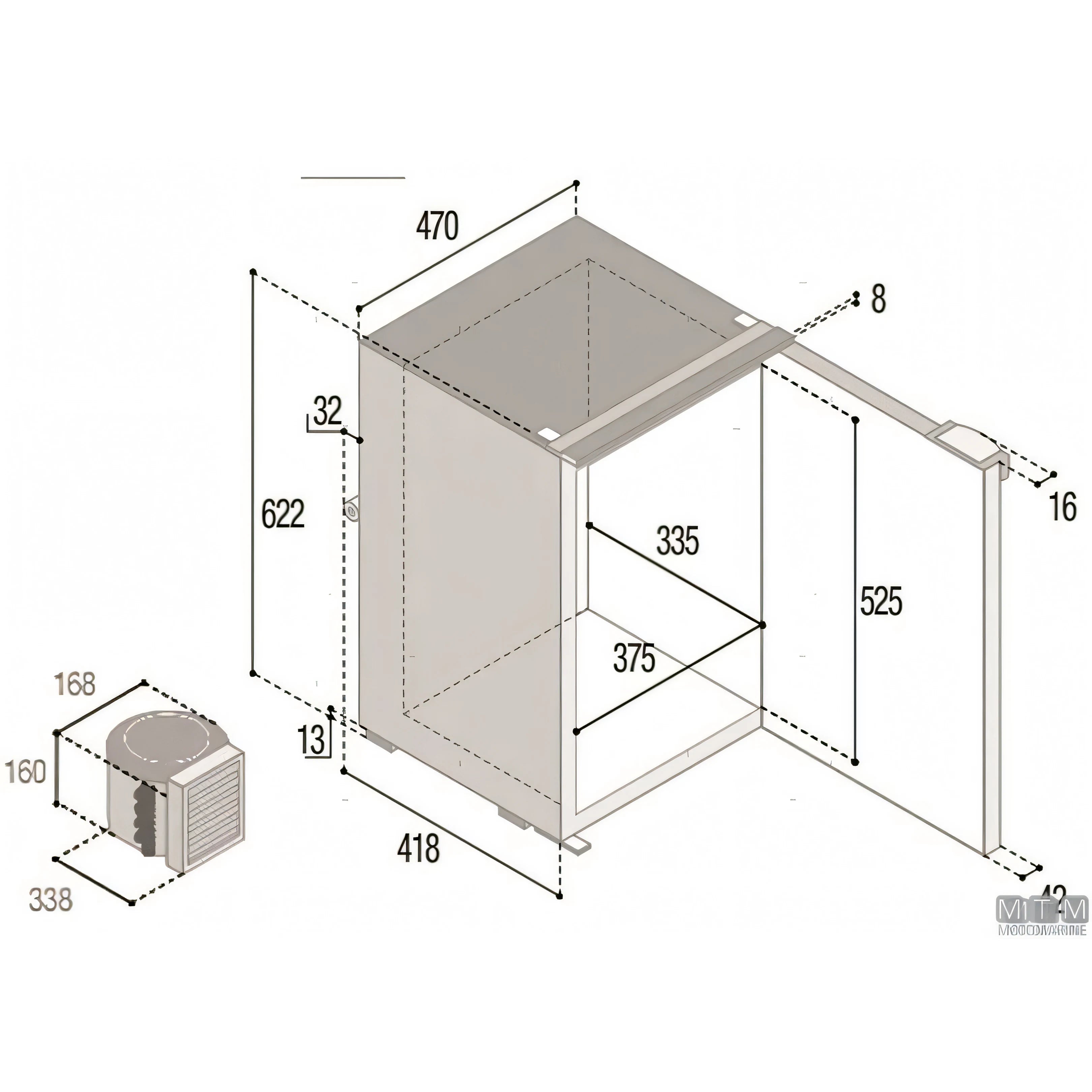 Vitrifrigo frigorifero marino Serie C compressore esterno — 42 L - Grigio