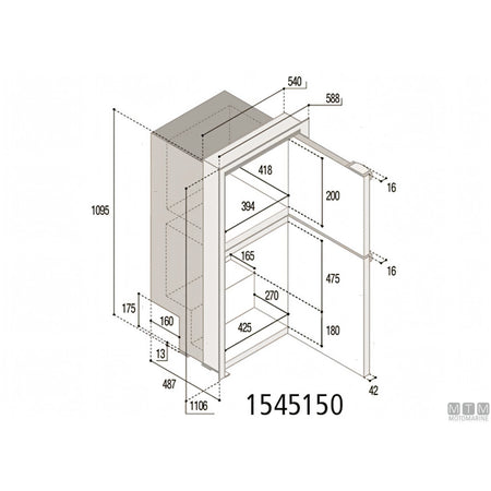 Frigorifero Vitrifrigo compressore interno serie C — 150L Grigio