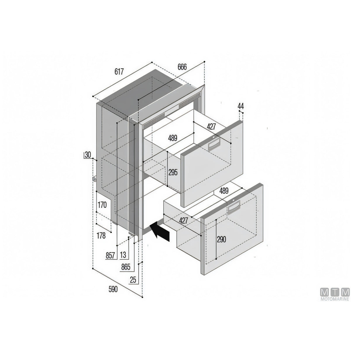 Vitrifrigo frigorifero DW180 doppio cassetto acciaio inox — RFX (Frigo+Frigo)