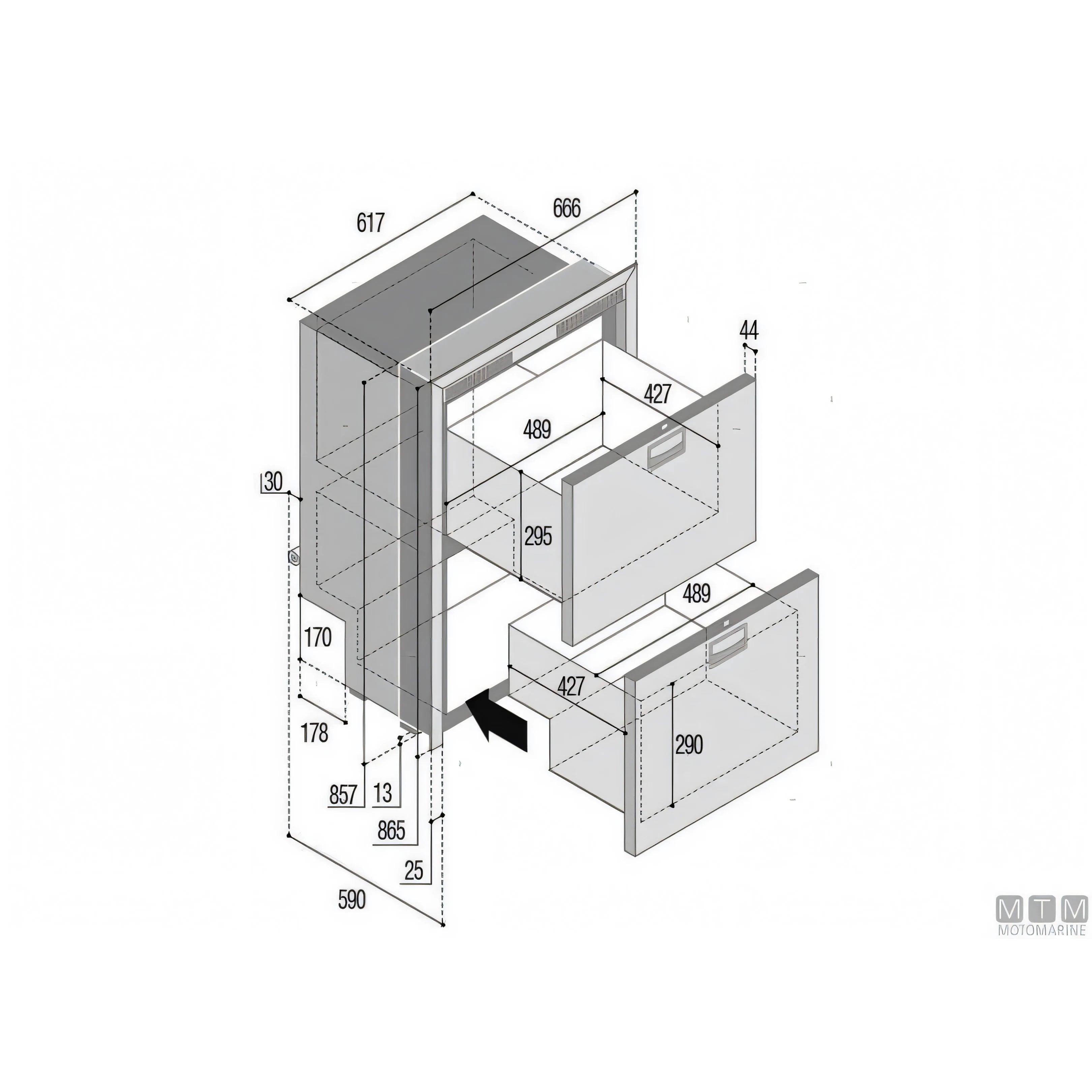 Vitrifrigo frigorifero DW180 doppio cassetto acciaio inox — RFX (Frigo+Frigo)