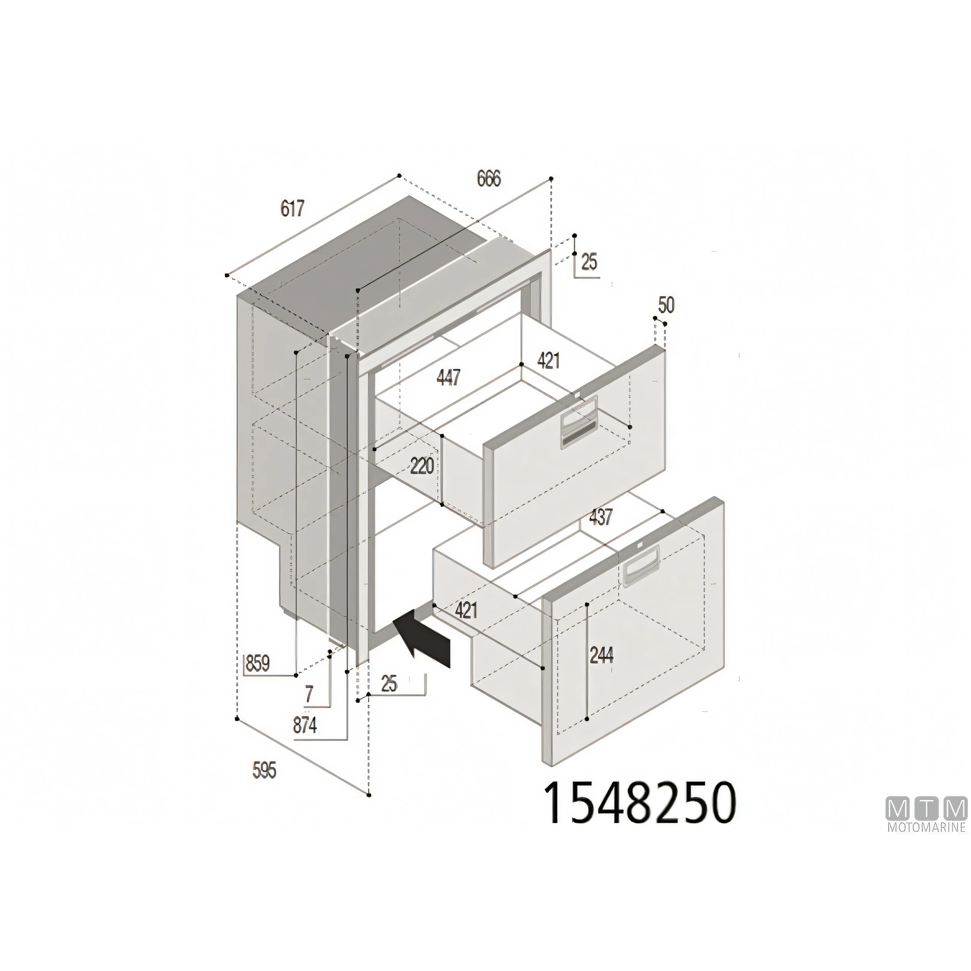 Frigorifero freezer a cassetto Vitrifrigo DRW180A in acciaio inox — DRW180A