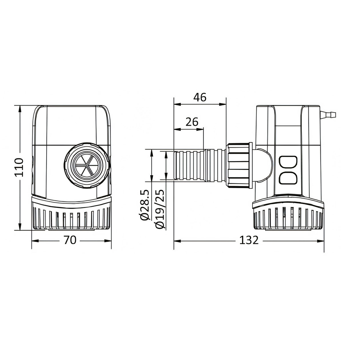 Pompa di sentina ad immersione Europump Next Generation Osculati 12V, corpo bianco con calotta rossa e base blu in plastica — vista 5