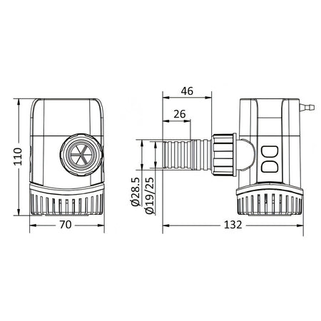 Pompa di sentina ad immersione Europump Next Generation Osculati 12V, corpo bianco con calotta rossa e base blu in plastica — vista 5
