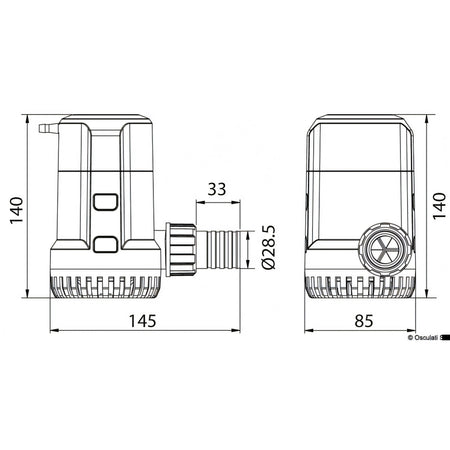 Pompa di sentina ad immersione Europump Next Generation Osculati 12V, corpo bianco con calotta rossa e base blu in plastica — vista 6