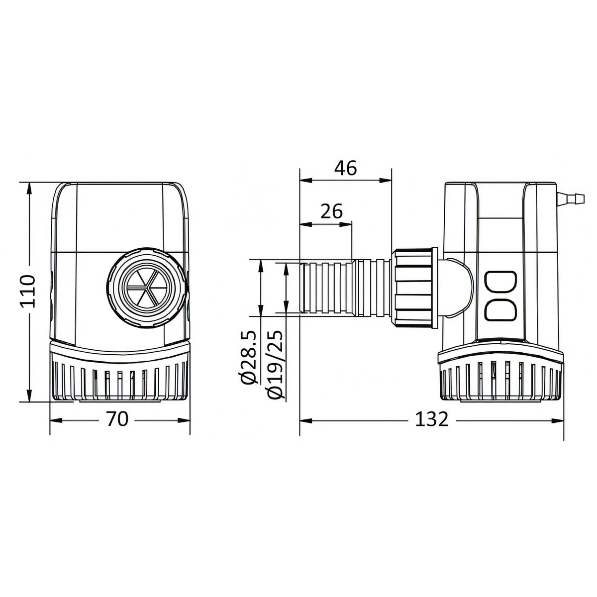 Pompa di sentina automatica Europump Next Generation G800 Osculati 12V, corpo bianco con calotta rossa e base blu in plastica — vista 4