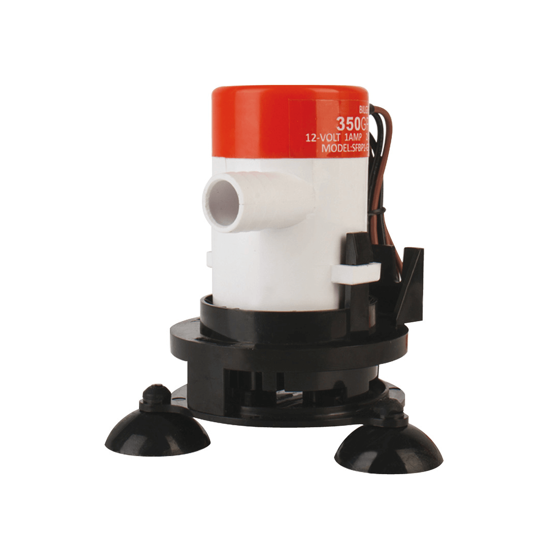 Pompa aeratrice 350GPH 12V bianca e rossa con base nera a ventosa per vasca esche | Onautica