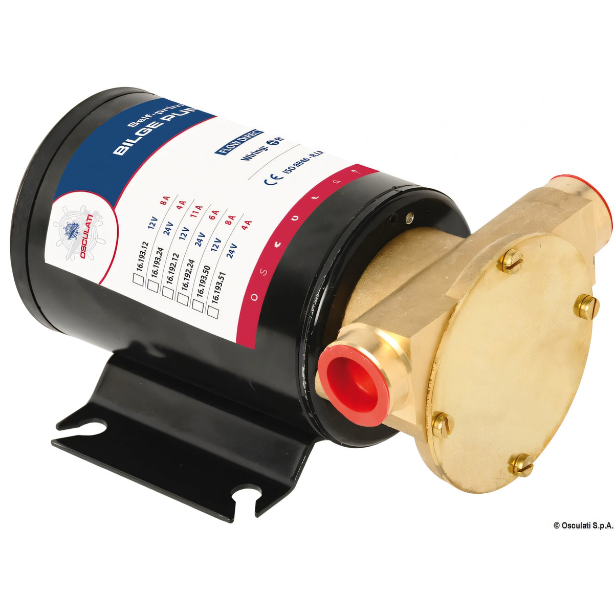 Pompa utility autoadescante Osculati 12V con corpo pompa in ottone e motore nero smaltato