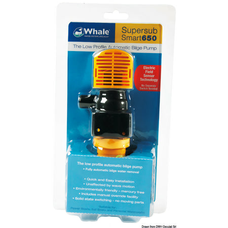 Pompa di sentina automatica Whale Supersub Smart 650 12V gialla e nera in plastica — vista 3