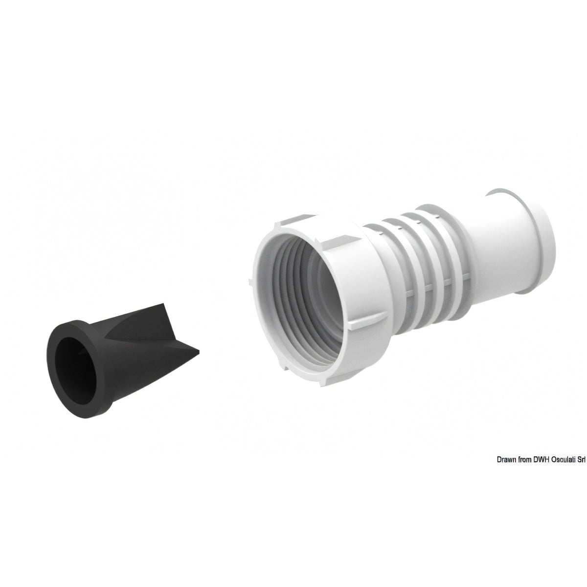 Pompa di sentina Attwood Tsunami MK2 12V bianca con base blu in plastica e portagomma a 90° — vista 2
