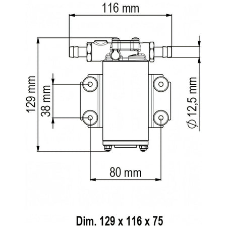 Disegno tecnico quotato della pompa Marco UP2-P