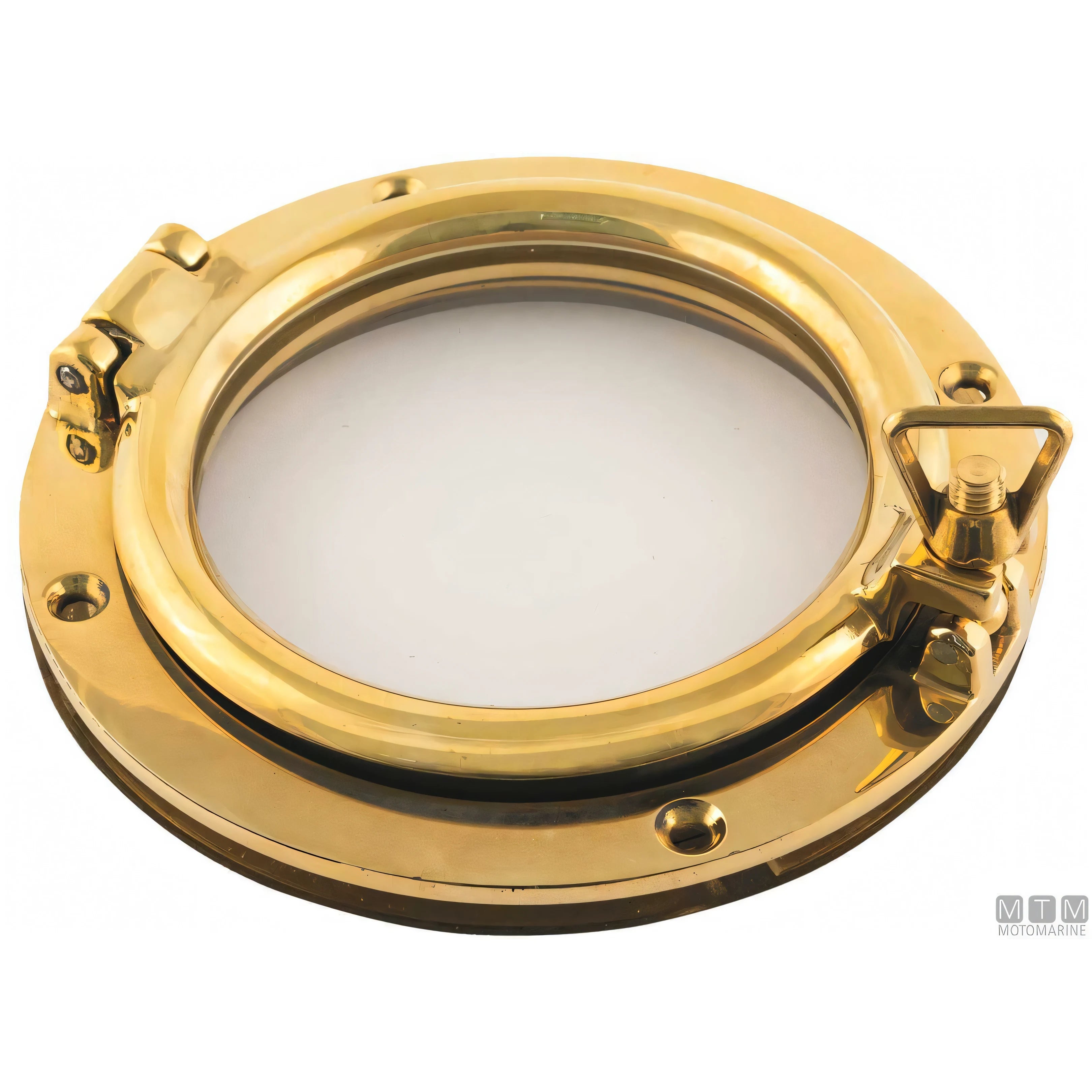 Oblò tondo Foresti e Suardi in ottone lucido profilo basso — Ø 153 mm