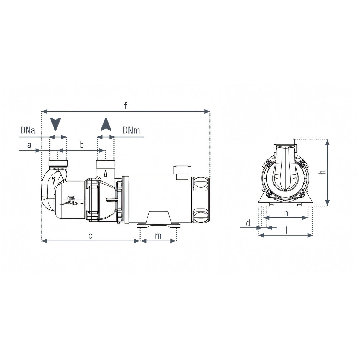 Pompa MV44 G, disegno tecnico