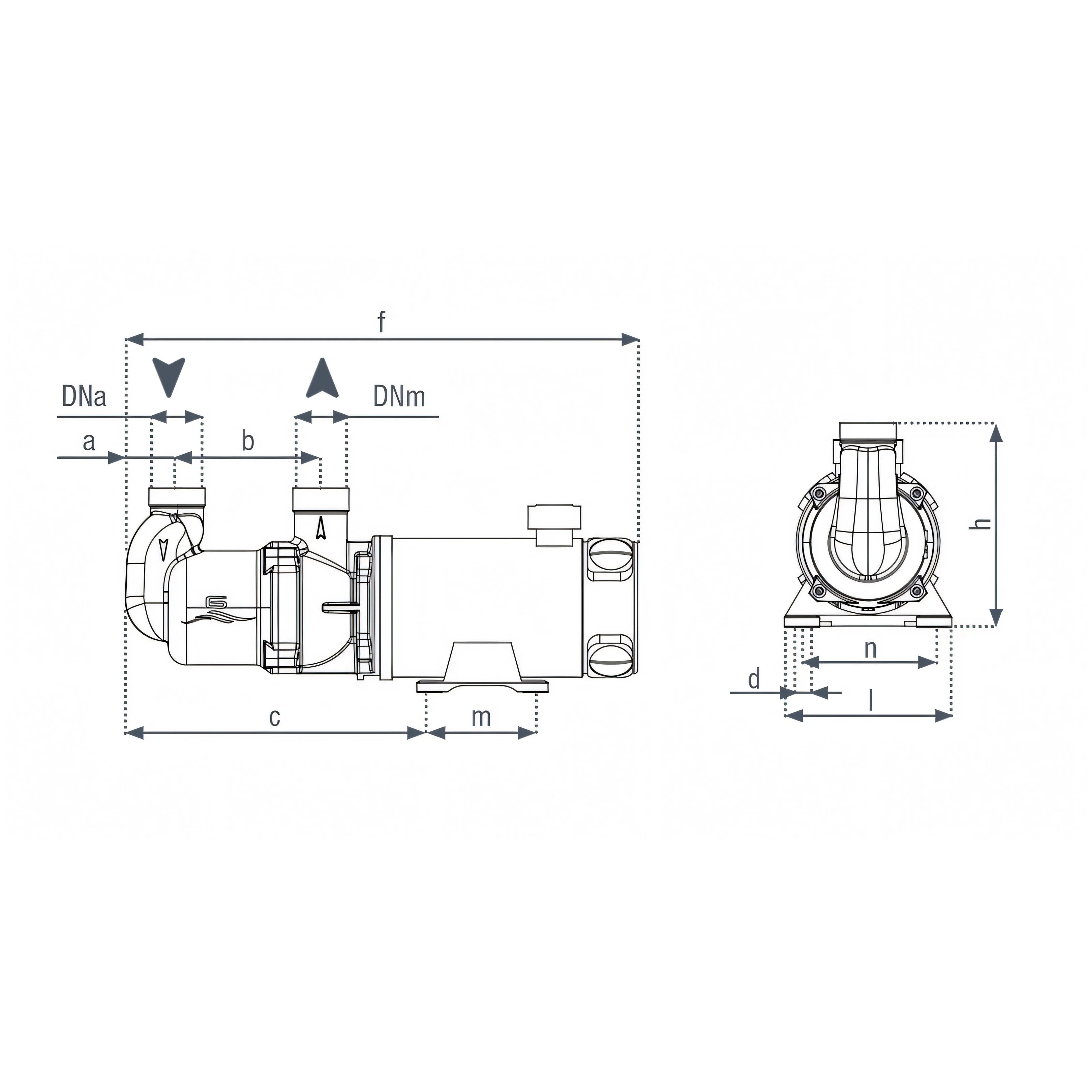 Pompa MV44 G, disegno tecnico