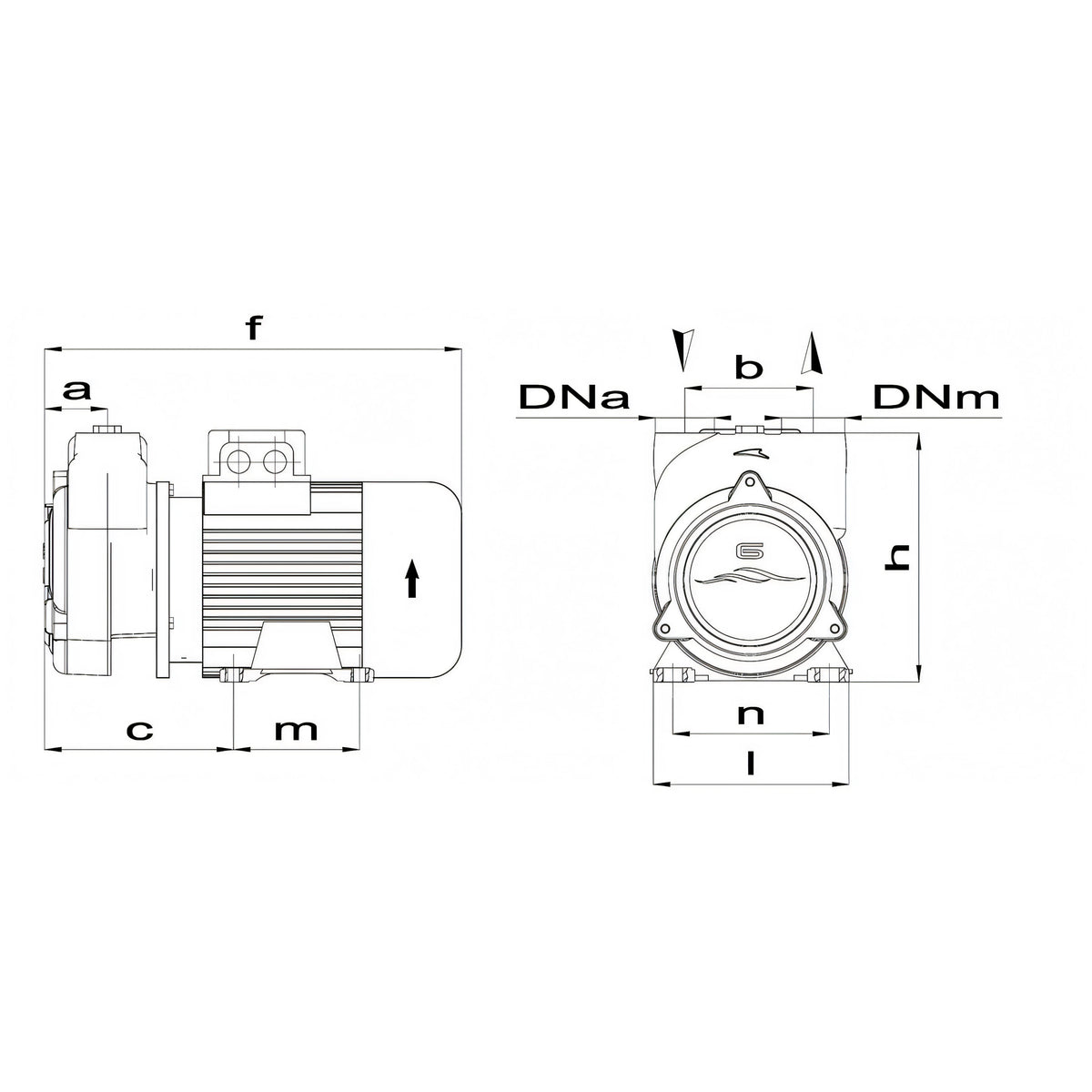 Elettropompa CP30, disegno tecnico