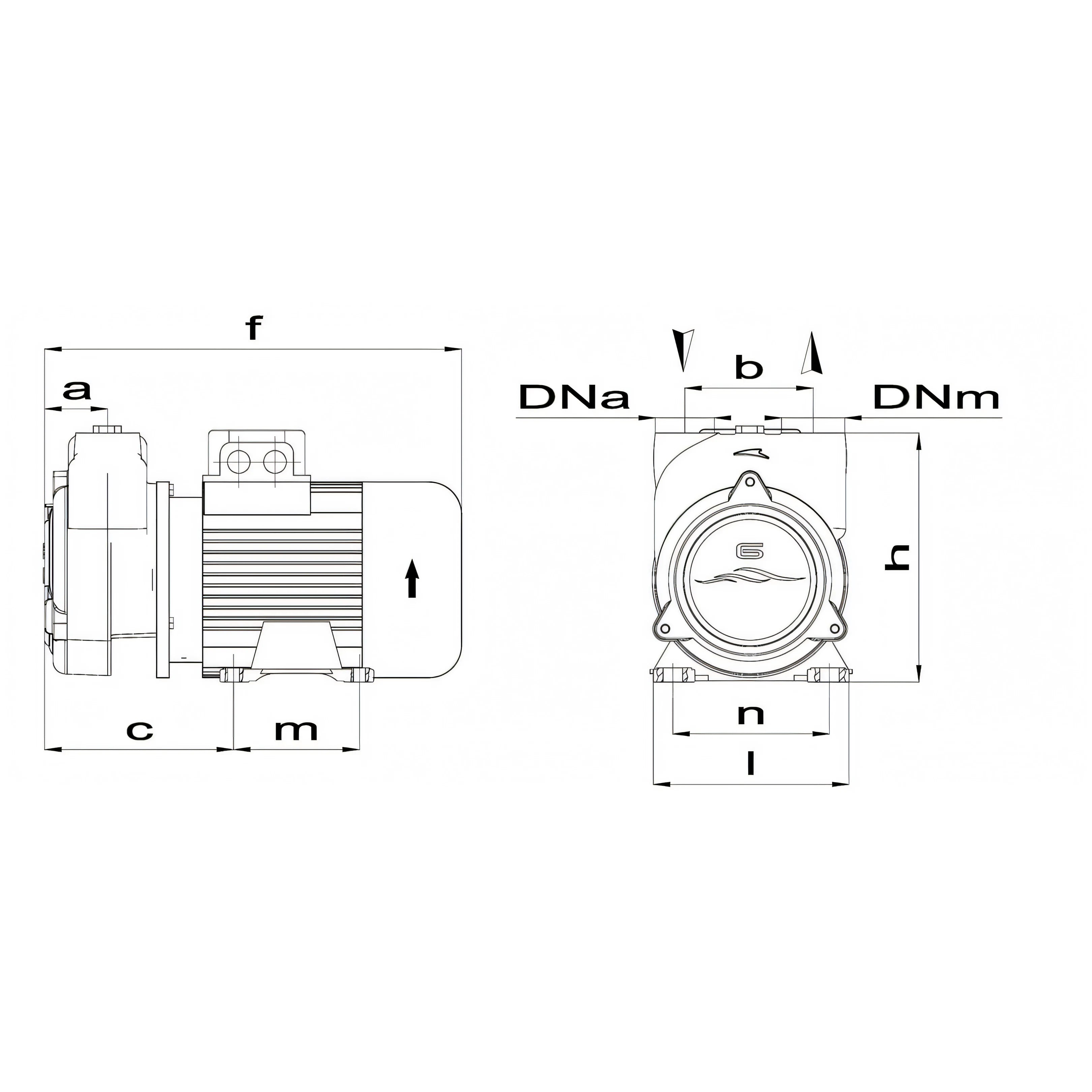 Elettropompa CP30, disegno tecnico