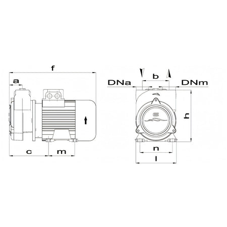 Elettropompa CP30, disegno tecnico