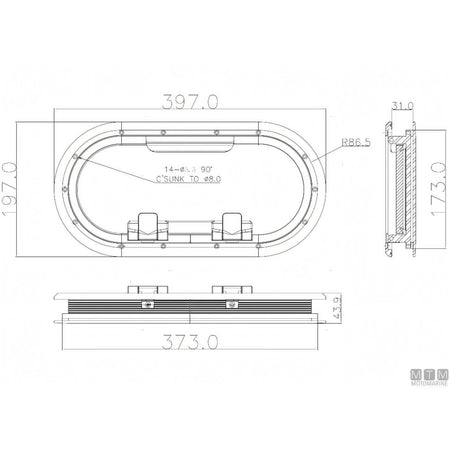Can SB Oblò Ovale G-Type Alluminio Anodizzato — Oblò 397x197 mm