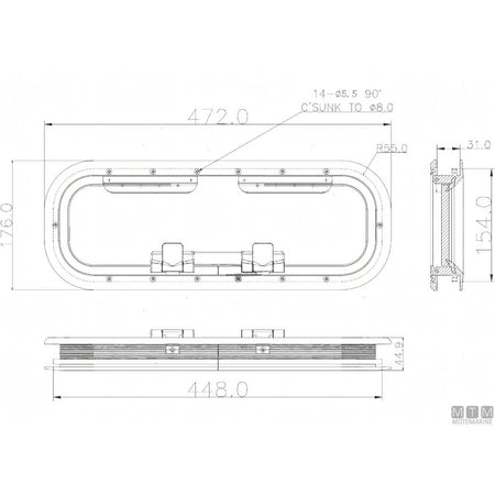 Can SB Oblò G-Type in Alluminio Anodizzato — 427 x 178 mm